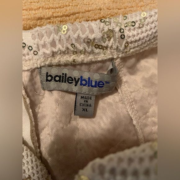 Bailey Blue Strapless Cream Gold Sequin Mermaid Maxi Dress. XL. Wedding. Prom. - Picture 9 of 12